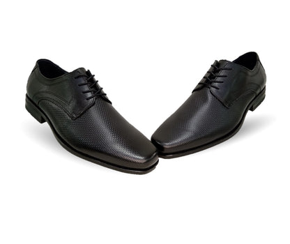 Zapato de Confort y Semivestir Derby de piel Flexi 90718 Negro para hombre