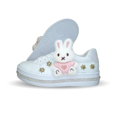 Tenis con agujetas Fridays 1906 Blanco/Rosa para niña