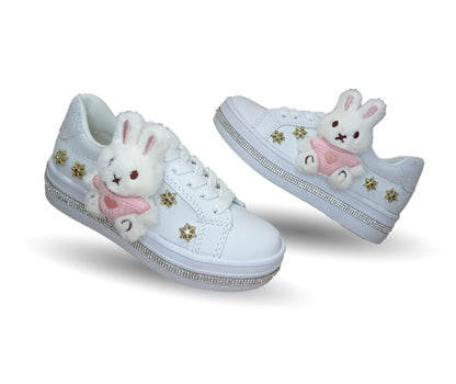 Tenis con agujetas Fridays 1906 Blanco/Rosa para niña