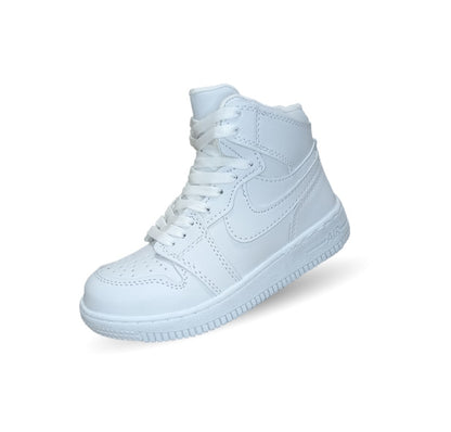 Tenis Escolar y Urbano tipo Bota con agujetas Fridays 950 Blanco/Blanco Unisex para niño y niña