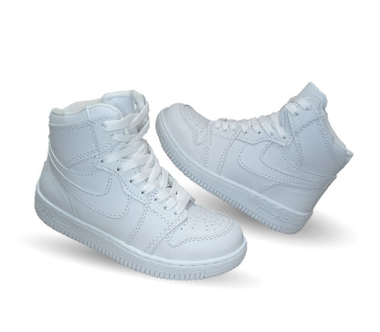 Tenis Escolar y Urbano tipo Bota con agujetas Fridays 950 Blanco/Blanco Unisex para niño y niña