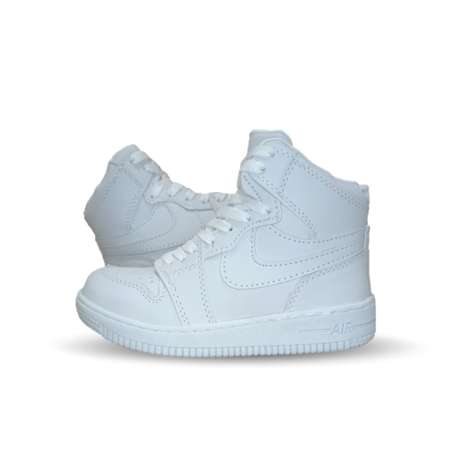 Tenis Escolar y Urbano tipo Bota con agujetas Fridays 950 Blanco/Blanco Unisex para niño y niña