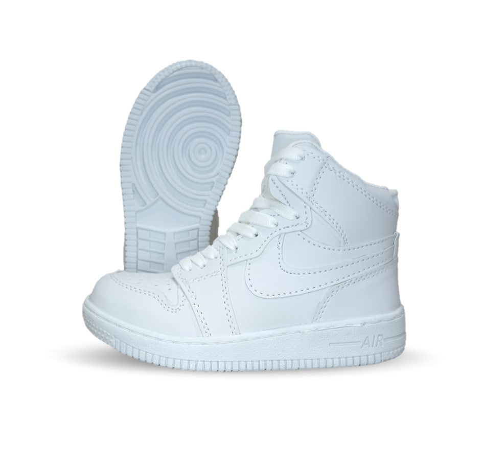 Tenis Escolar y Urbano tipo Bota con agujetas Fridays 950 Blanco/Blanco Unisex para niño y niña