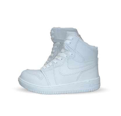 Tenis Escolar y Urbano tipo Bota con agujetas Fridays 950 Blanco/Blanco Unisex para niño y niña