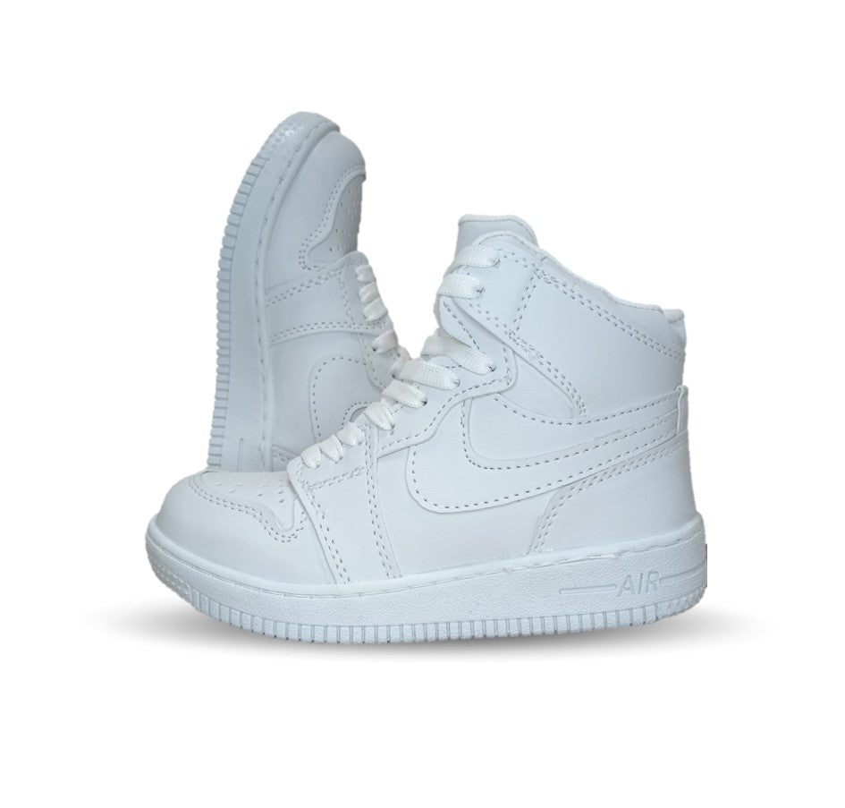 Tenis Escolar y Urbano tipo Bota con agujetas Fridays 950 Blanco/Blanco Unisex para niño y niña