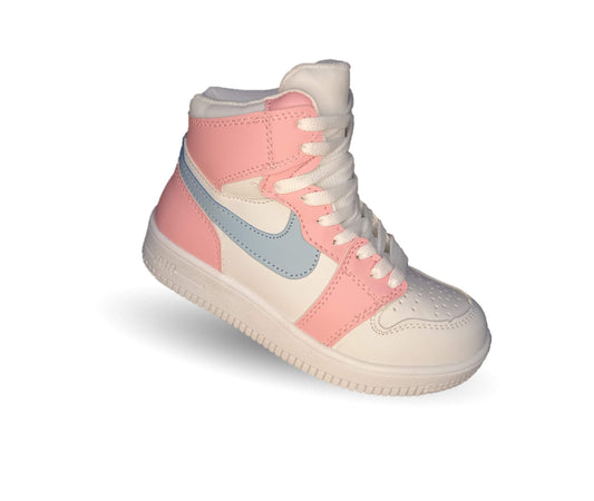 Tenis Urbano tipo Bota con agujetas Fridays 950 Blanco/Rosa para niña
