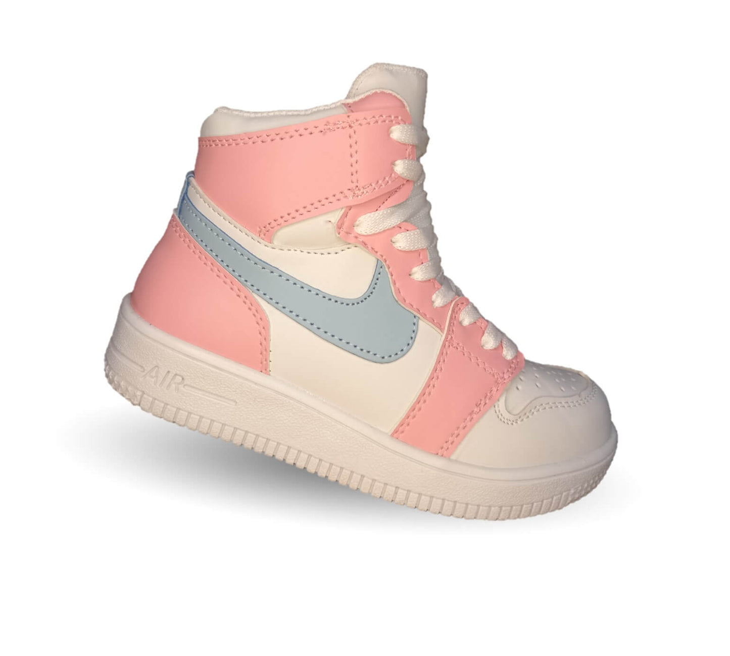 Tenis Urbano tipo Bota con agujetas Fridays 950 Blanco/Rosa para niña