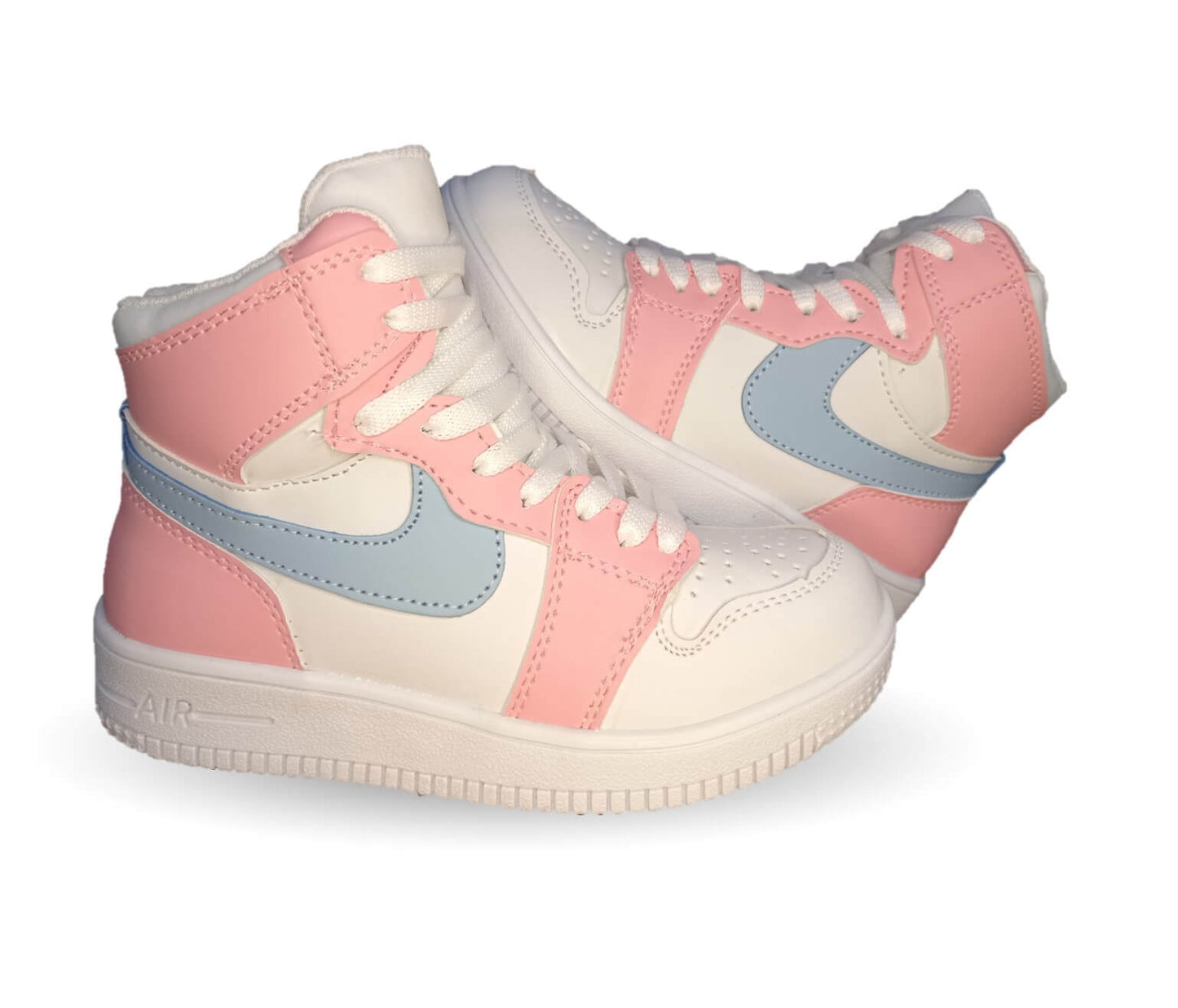 Tenis Urbano tipo Bota con agujetas Fridays 950 Blanco/Rosa para niña