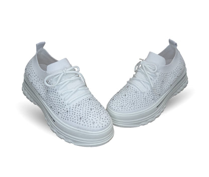 Tenis Urbano de moda con plataforma Furor 25013 Blanco para mujer