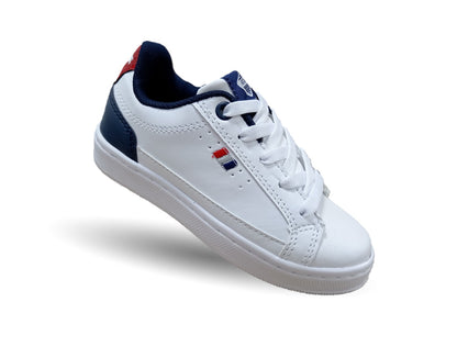 Tenis Escolar y Urbano con agujetas Future 33 Blanco/Marino/Rojo Unisex para niño y niña
