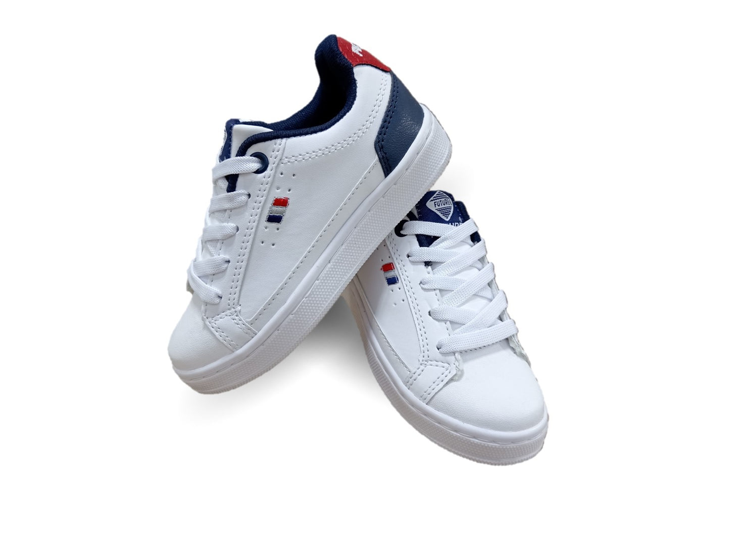 Tenis Escolar y Urbano con agujetas Future 33 Blanco/Marino/Rojo Unisex para niño y niña