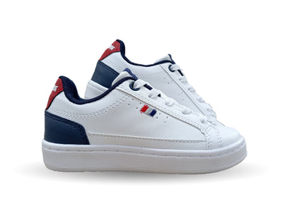 Tenis Escolar y Urbano con agujetas Future 33 Blanco/Marino/Rojo Unisex para niño y niña