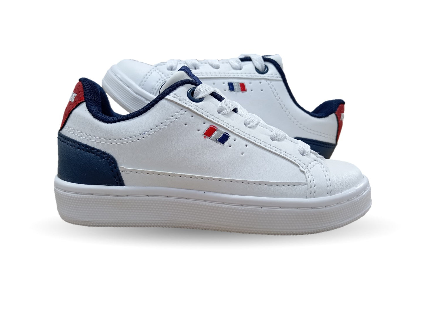 Tenis Escolar y Urbano con agujetas Future 33 Blanco/Marino/Rojo Unisex para niño y niña