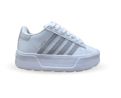 Tenis Urbano con plataforma Gattuso 300 Blanco/Plata para mujer