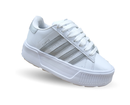 Tenis Urbano con plataforma Gattuso 300 Blanco/Plata para mujer