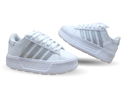 Tenis Urbano con plataforma Gattuso 300 Blanco/Plata para mujer