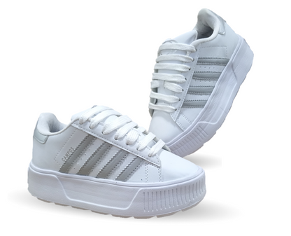 Tenis Urbano con plataforma Gattuso 300 Blanco/Plata para mujer