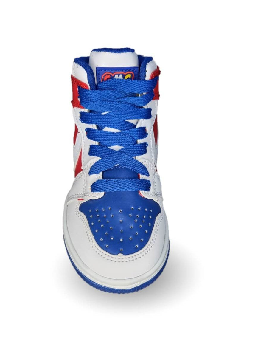Tenis Urbano tipo Bota con agujetas Gmc 813 Blanco/Rey para niño