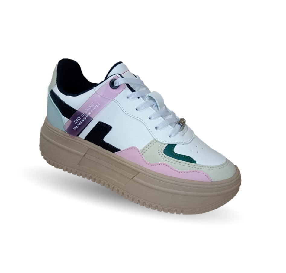 Tenis Urbano de moda Gosh 2791 Blanco/Arena para mujer