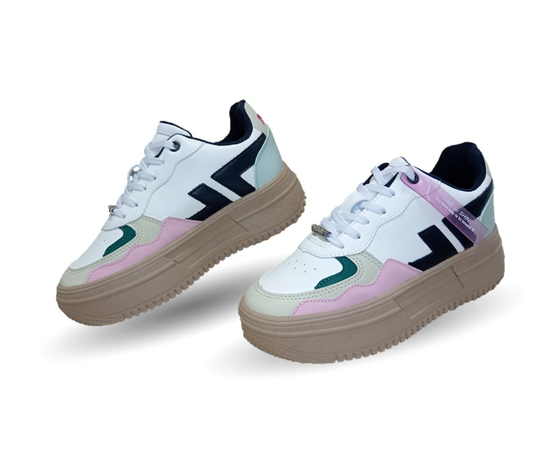 Tenis Urbano de moda Gosh 2791 Blanco/Arena para mujer