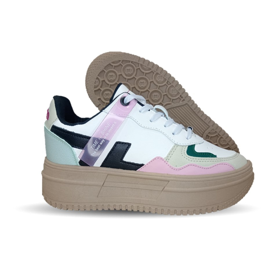 Tenis Urbano de moda Gosh 2791 Blanco/Arena para mujer