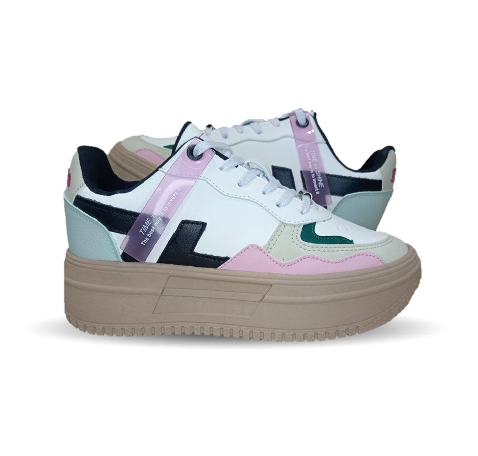 Tenis Urbano de moda Gosh 2791 Blanco/Arena para mujer