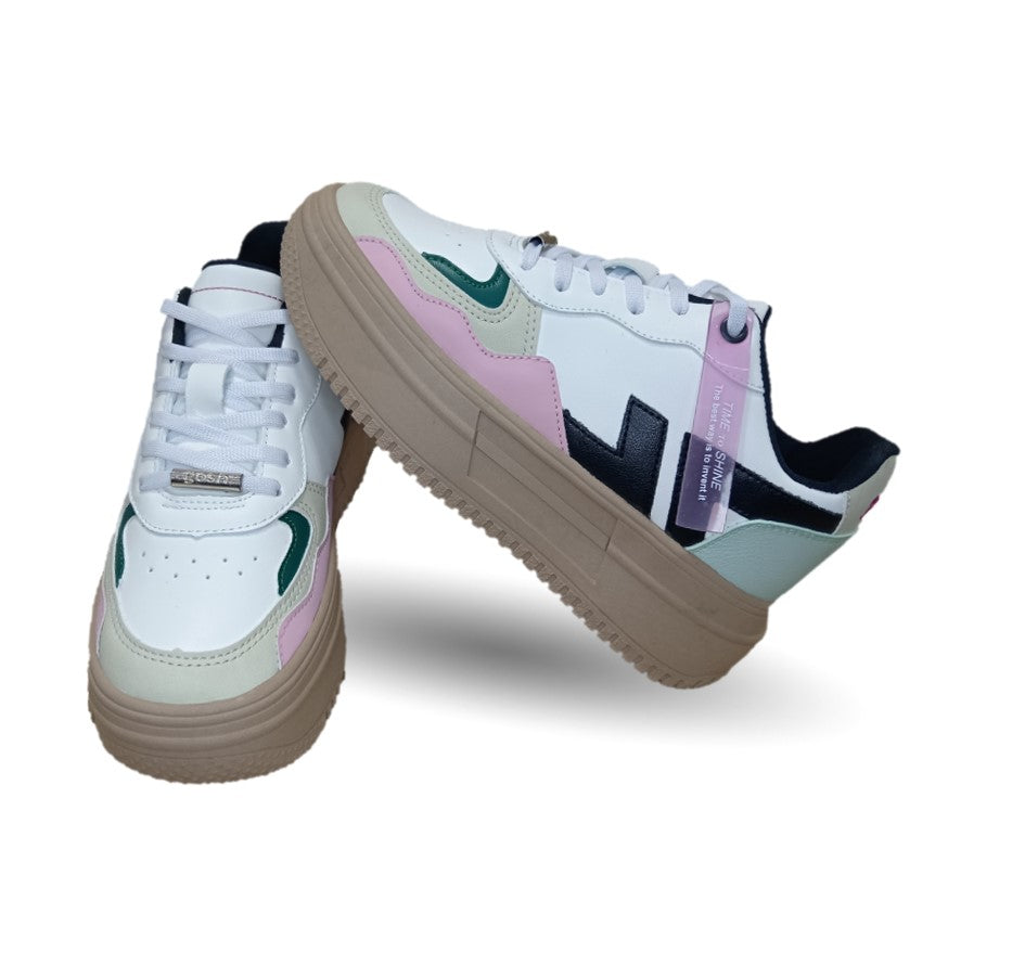 Tenis Urbano de moda Gosh 2791 Blanco/Arena para mujer