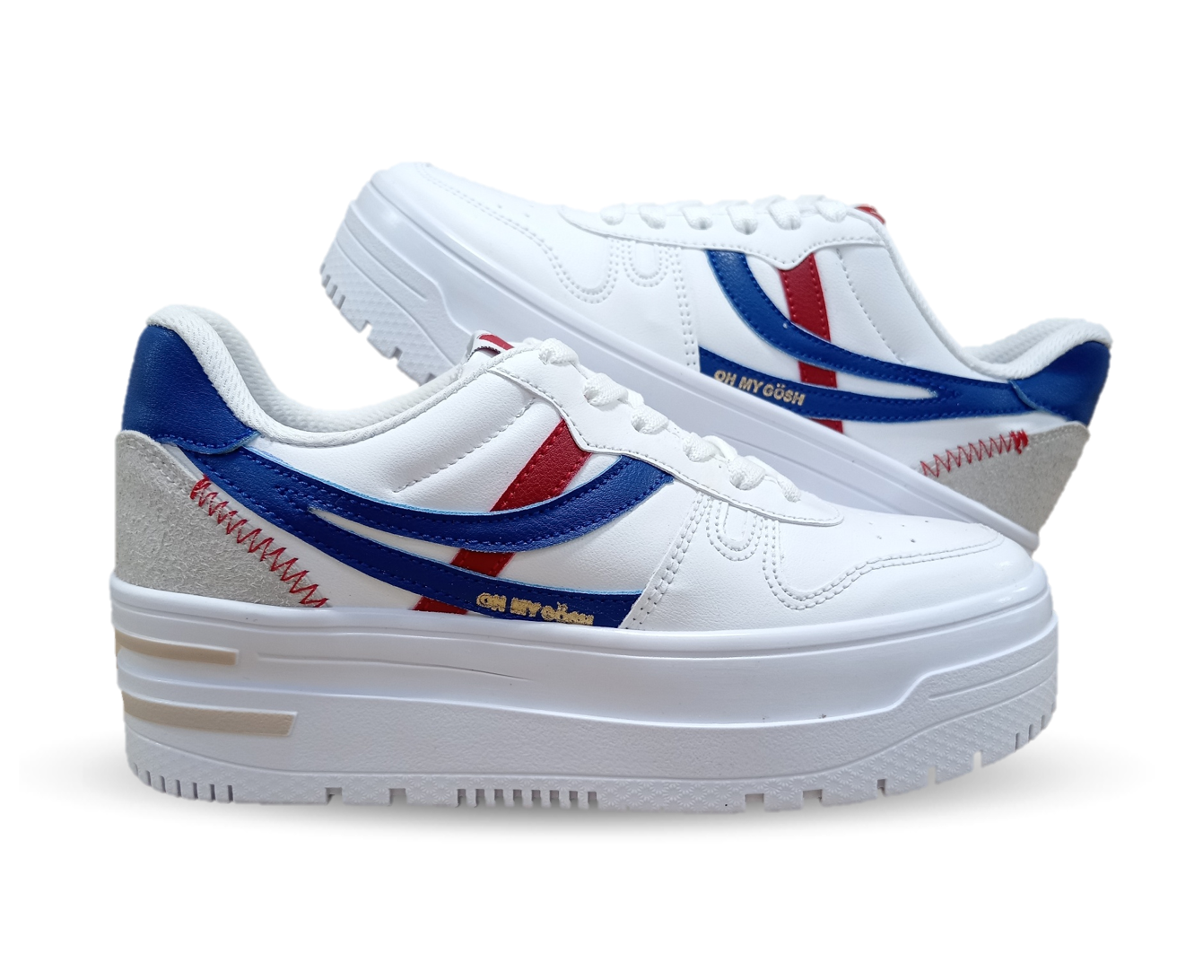 Tenis Urbano Gosh 3200 Blanco/Azul/Oro para mujer