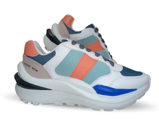 Tenis Urbano de moda Gosh 38 Blanco/Azul/Naranja para mujer