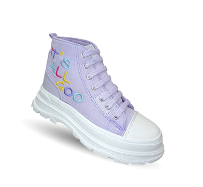 Tenis Urbano de moda tipo Bota con agujetas Gosh 4102 Lila para niña