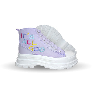 Tenis Urbano de moda tipo Bota con agujetas Gosh 4102 Lila para niña