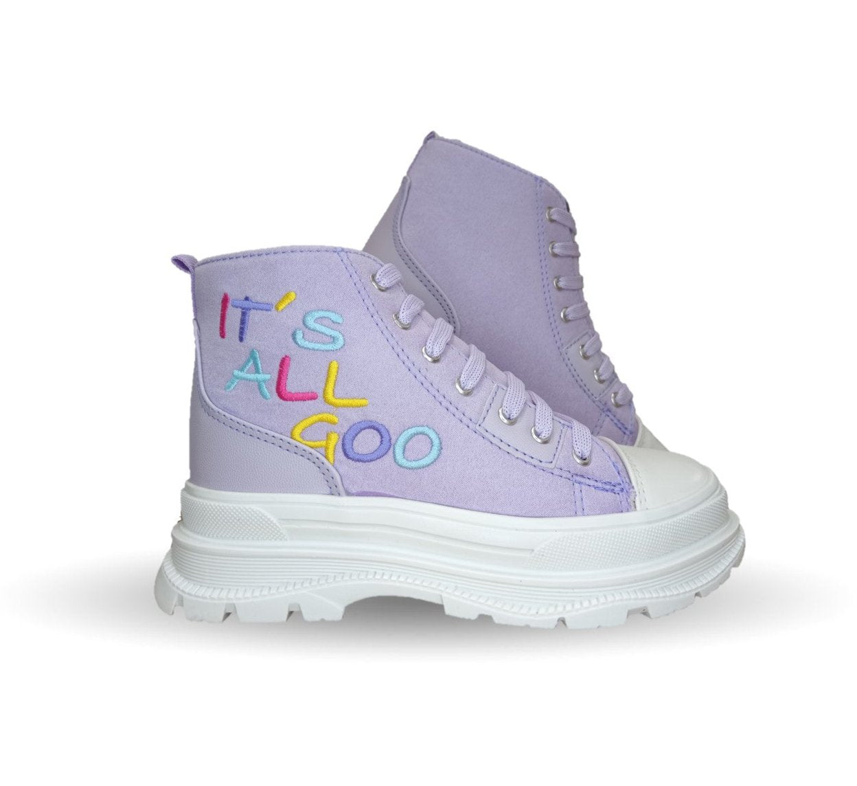 Tenis Urbano de moda tipo Bota con agujetas Gosh 4102 Lila para niña