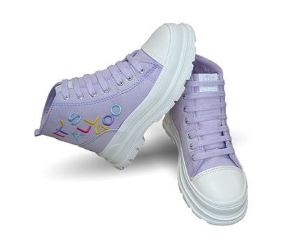 Tenis Urbano de moda tipo Bota con agujetas Gosh 4102 Lila para niña