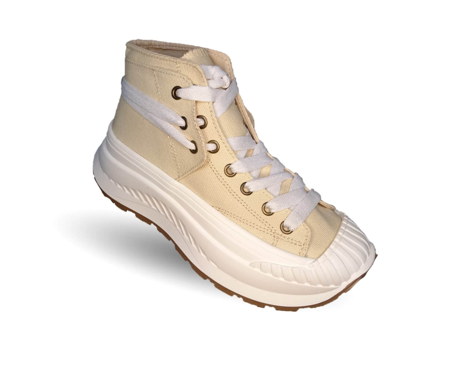 Tenis Urbano de moda tipo Bota Gosh 905 Beige/Blanco para mujer