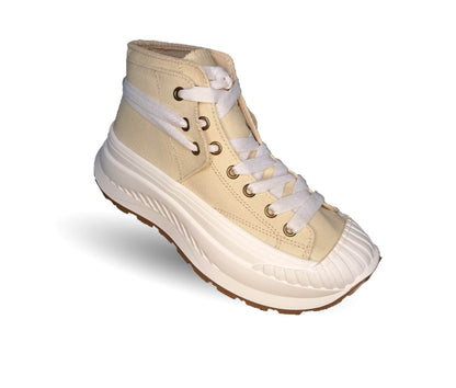 Tenis Urbano de moda tipo Bota Gosh 905 Beige/Blanco para mujer