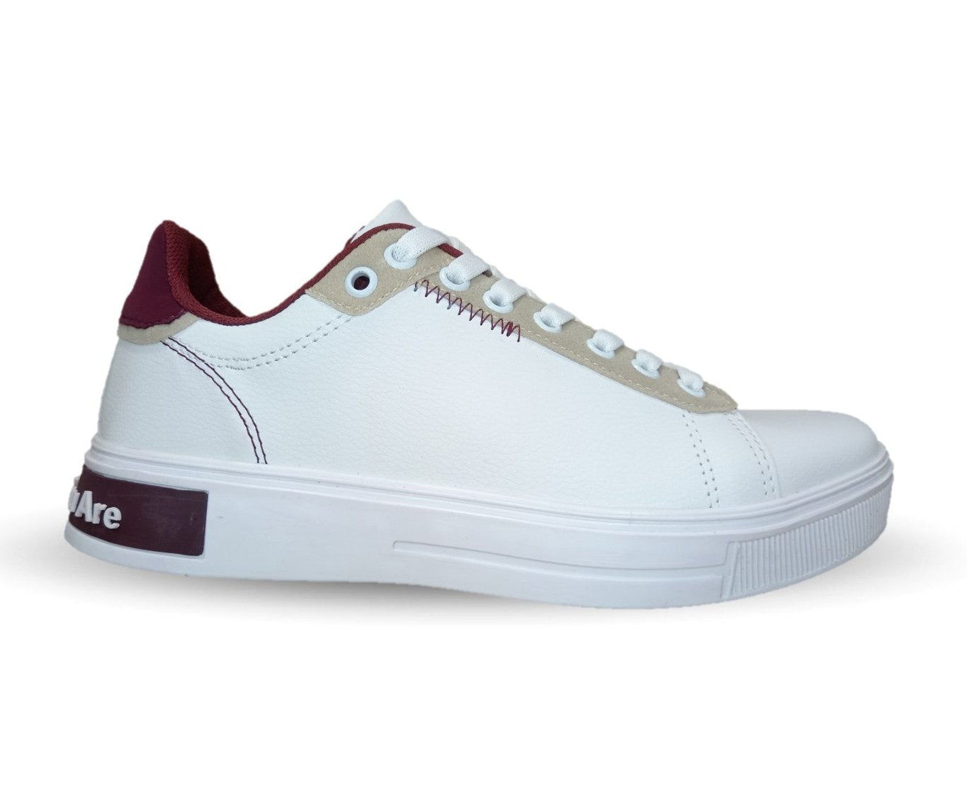 Tenis Urbano de moda Gosh 9150 Blanco/Vino/Camel para hombre