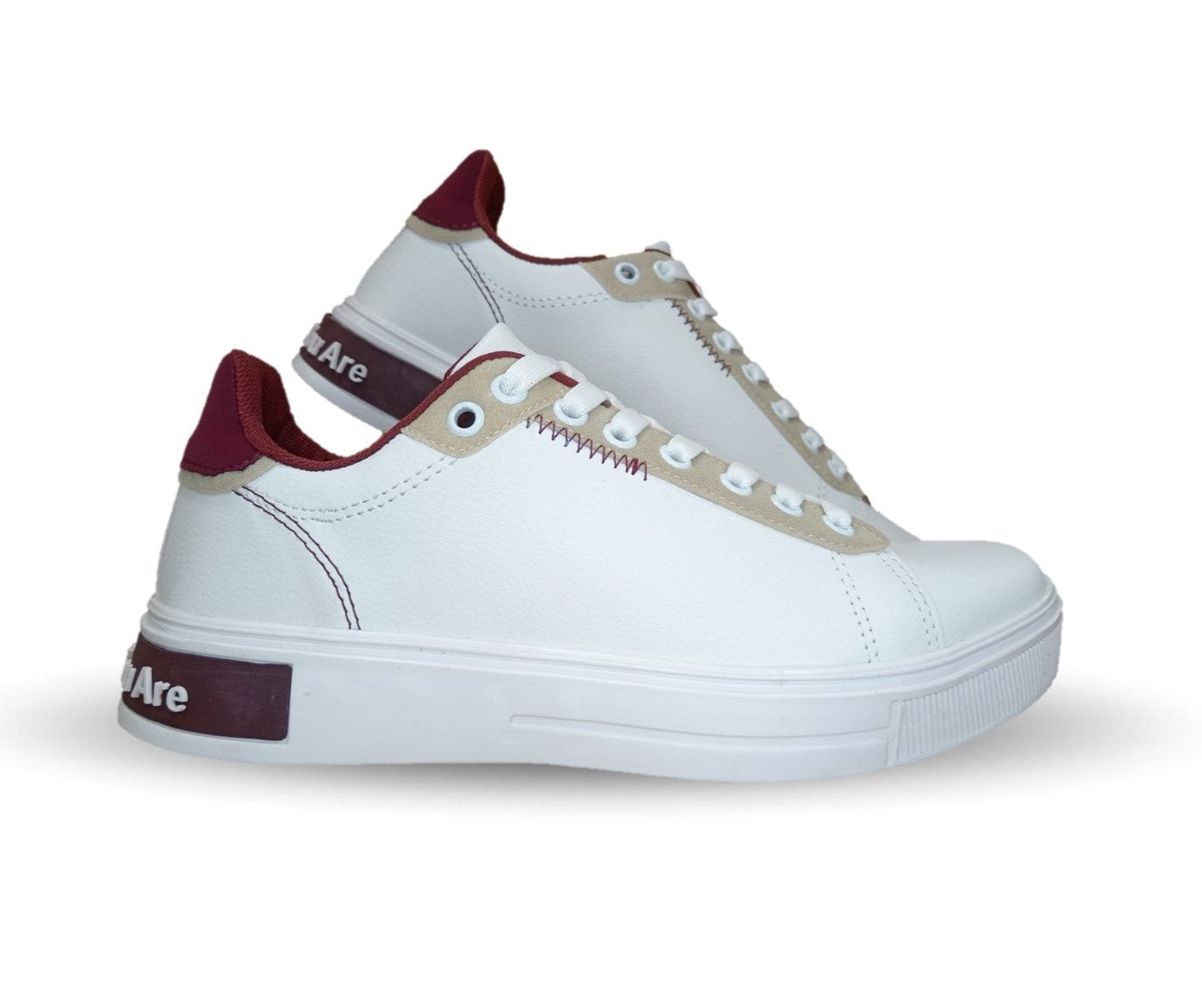 Tenis Urbano de moda Gosh 9150 Blanco/Vino/Camel para hombre