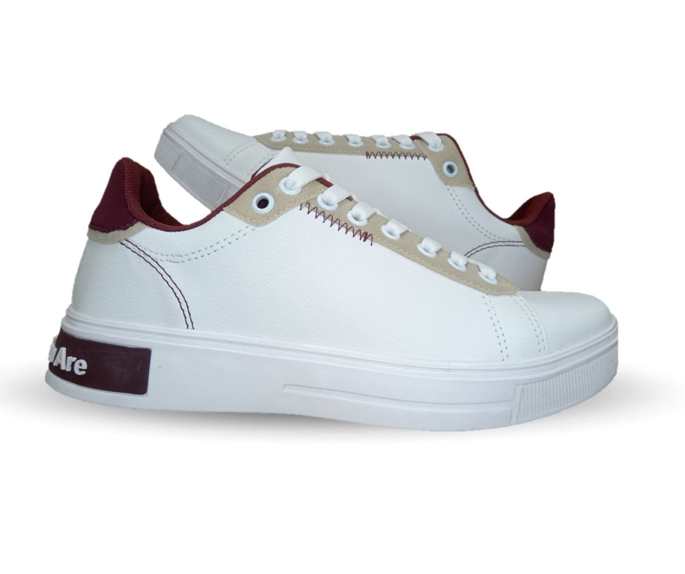 Tenis Urbano de moda Gosh 9150 Blanco/Vino/Camel para hombre