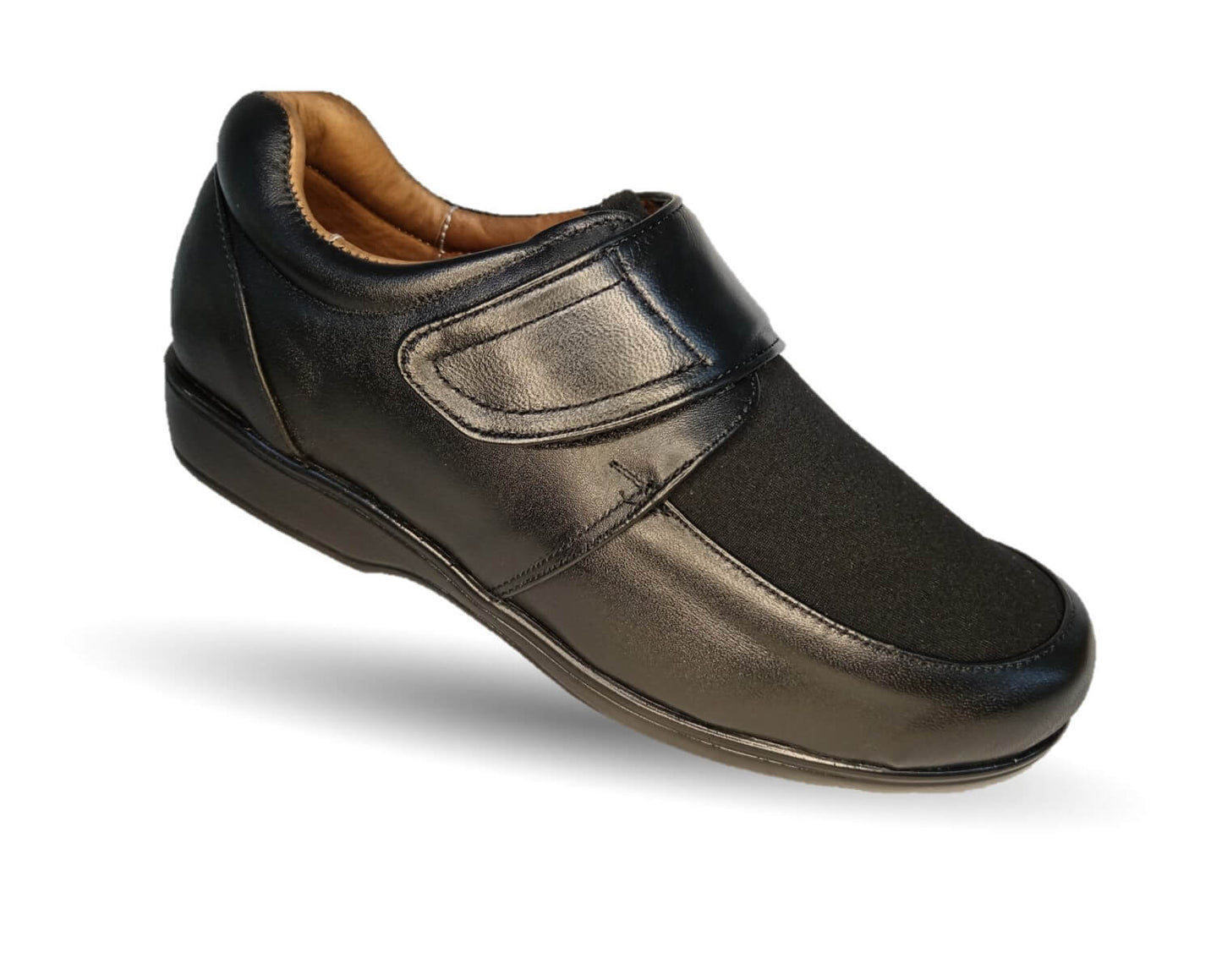 Zapato de Confort para pie diabético de piel de cabra con licra Guadalupe 240 Negro para mujer