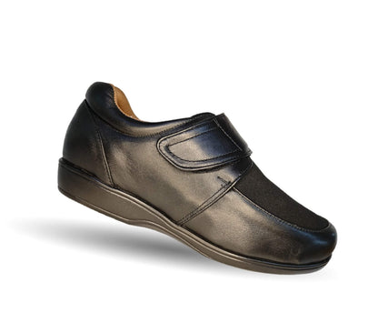Zapato de Confort para pie diabético de piel de cabra con licra Guadalupe 240 Negro para mujer