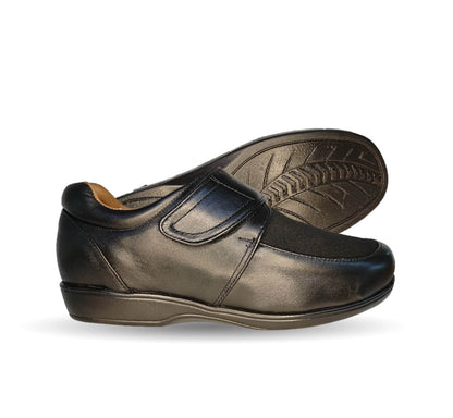 Zapato de Confort para pie diabético de piel de cabra con licra Guadalupe 240 Negro para mujer