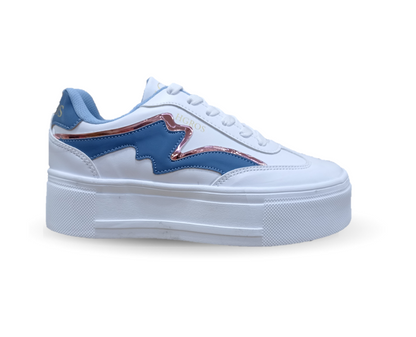 Tenis Urbano con plataforma H Gross 1019 Color Blanco/Azul/Oro