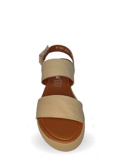 Sandalia de piel con plataforma baja Hannia 1011 Camel para mujer