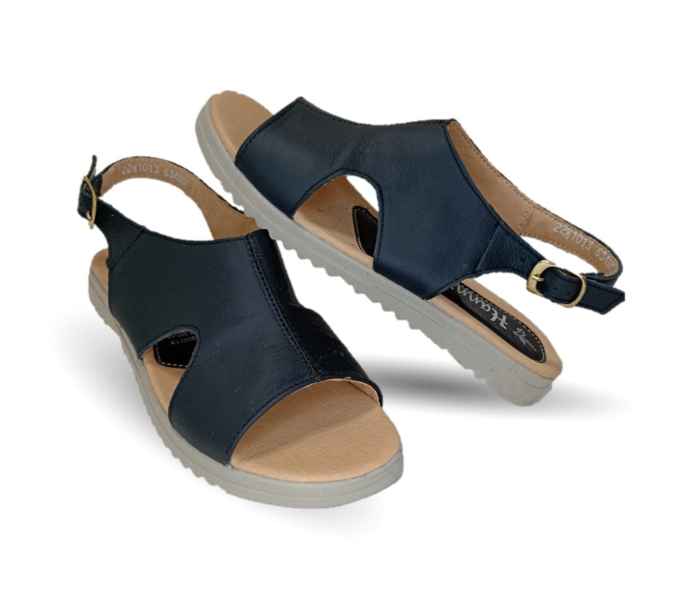 Sandalia de piel Hannia 1013 Negro para mujer