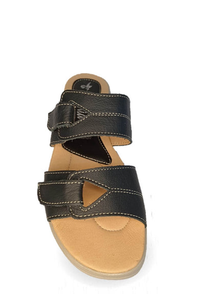 Sandalia de piel Hannia 1014 Negro para mujer