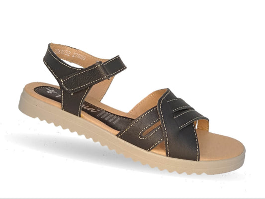 Sandalia de piel Hannia 1052 Negro para mujer
