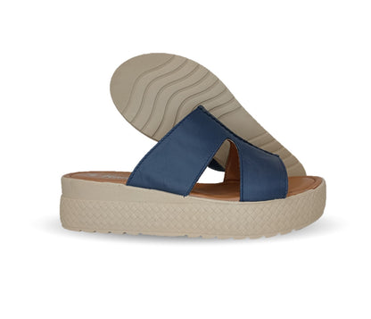 Sandalia de piel con plataforma baja Hannia 1054 Azul para mujer