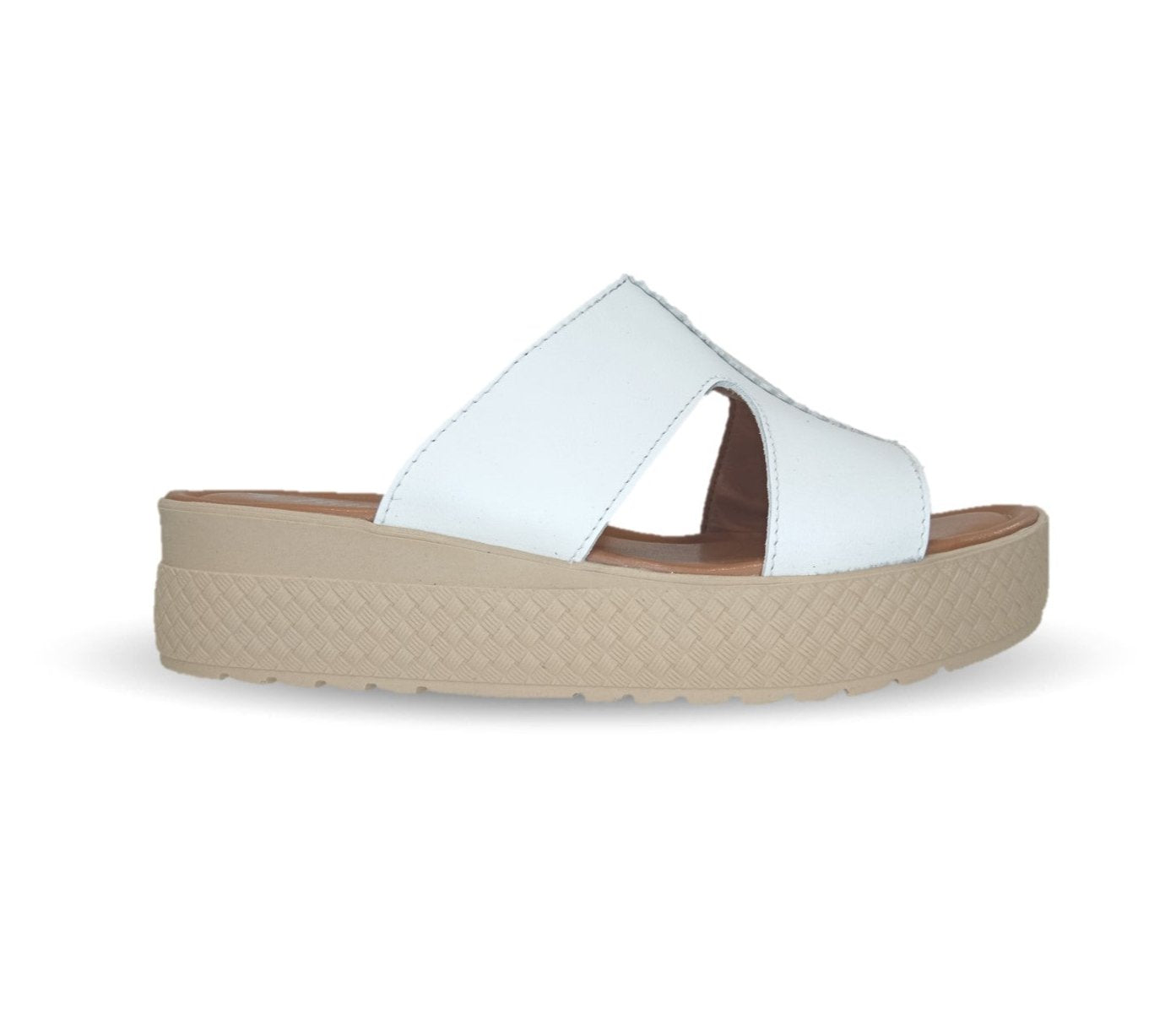 Sandalia de piel con plataforma baja Hannia 1054 Blanco para mujer