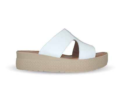 Sandalia de piel con plataforma baja Hannia 1054 Blanco para mujer