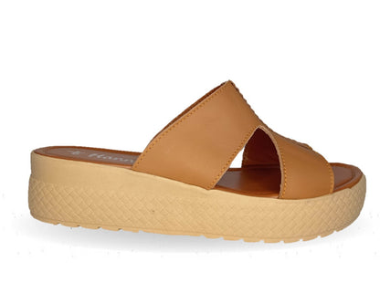 Sandalia de piel con plataforma baja Hannia 1054 Miel para mujer